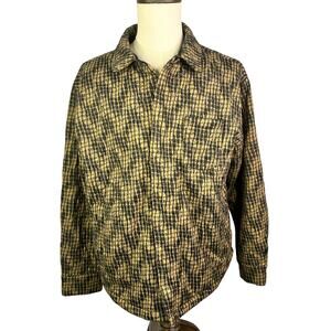 Fabletics The Quilted Flannel Shirt Jacket dark twill plaid wave size large